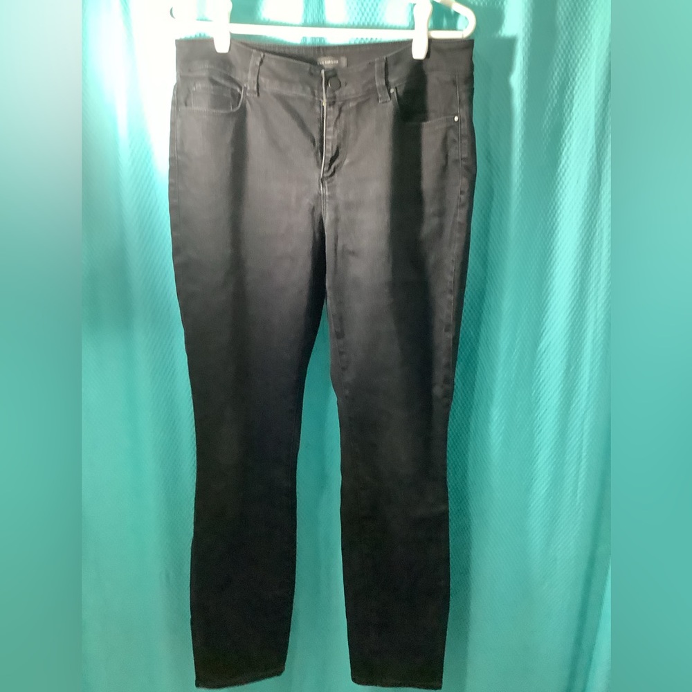 Ann Taylor black skinny jeans. Petite length, curvy fit.